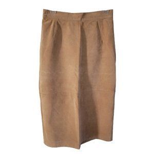 Vintage Tan Leather Suede High Waist Pencil Skirt 9/10